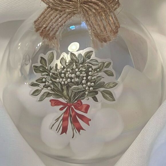 Upcycled Clear Glass Ornaments 3 Different Christmas Balls Sign Frosty Floral - Picture 14 of 15